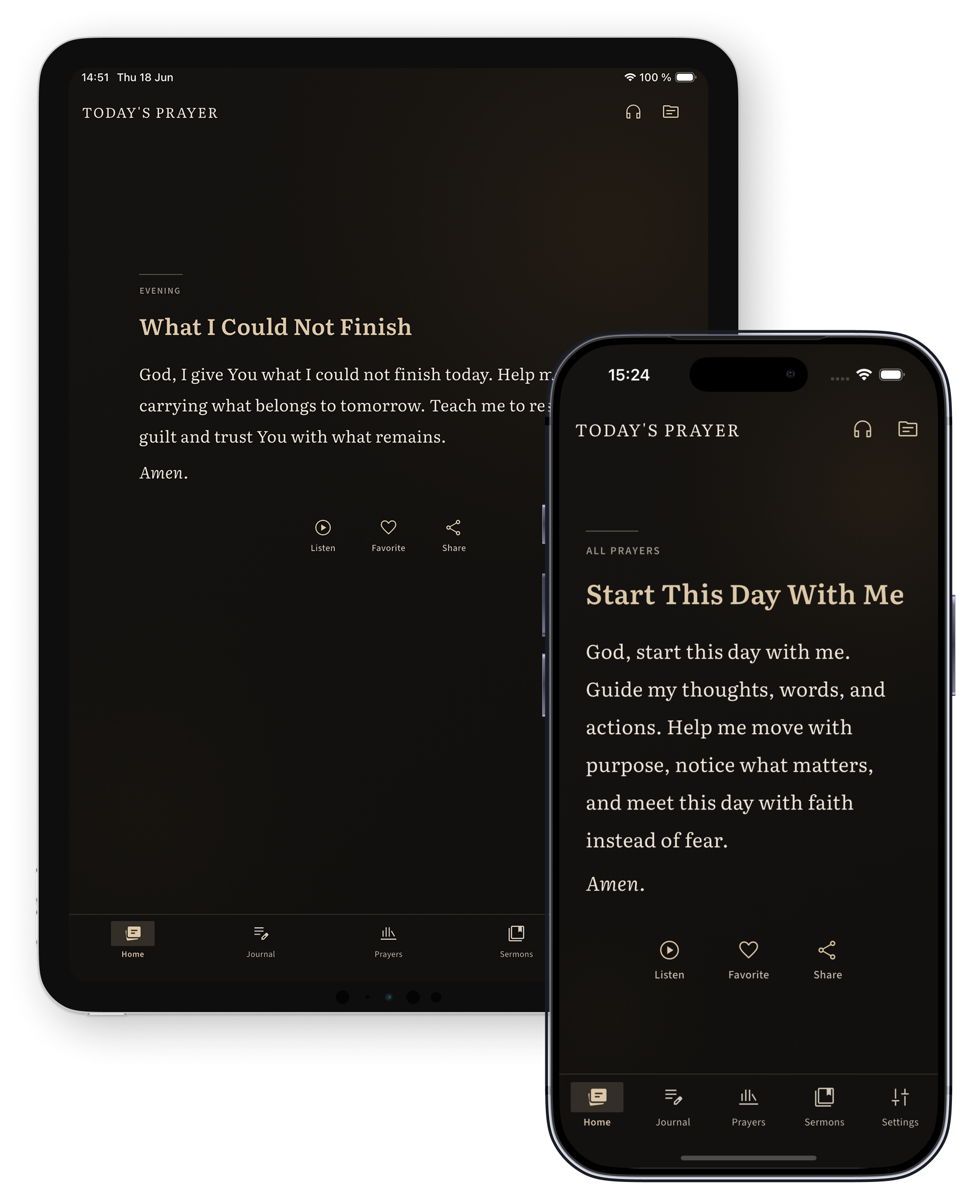 Just a Prayer app preview on iPad and iPhone